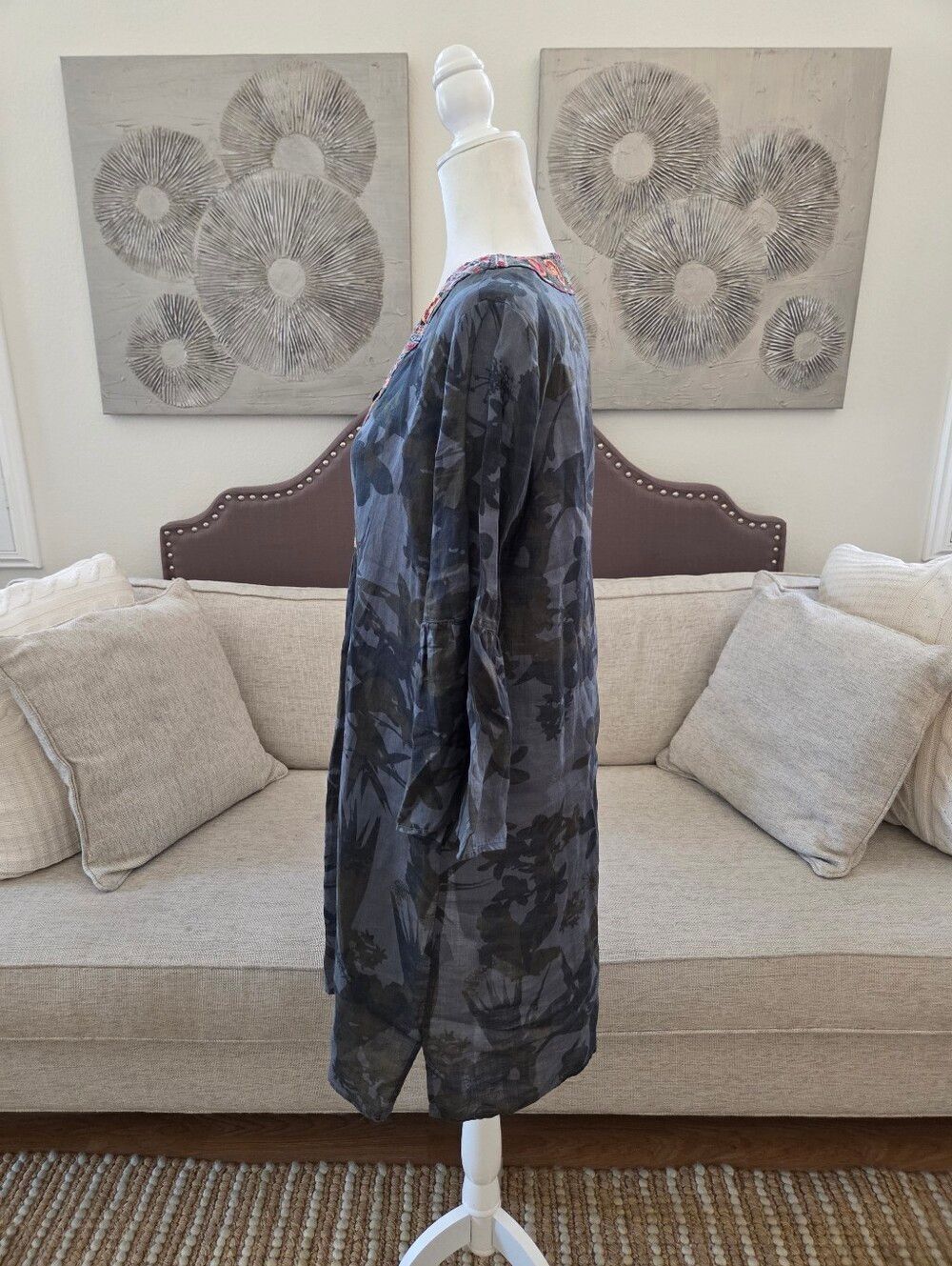 🦋JOHNNY WAS 🦋 Botanical Flare Sleeve Tunic Embroidered Dress - [Small] - Picture 6 of 11